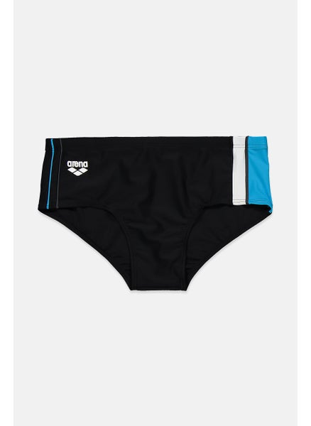 اشتري Men Brand Logo Drawstring Swim Brief, Black and Turquoise and White في السعودية