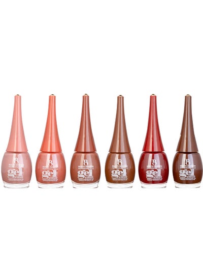 اشتري 6-Piece Long Wear Glossy Nail Polish Set Multicolour في الامارات