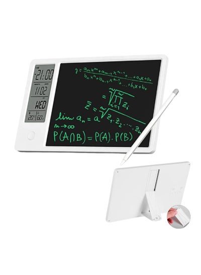 اشتري SYOSI, Desktop LCD Writing Tablet, Drawing Pad with Digital Alarm Clock and Calendar, Electronic Bulletin Board Memo with Temperature Humidity for Kids, Bedroom, Office, School في السعودية