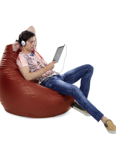 Buy Comfy Fluffy Pvc Large Adult Classic Maroon Bean Bag With Bouncy Beans Filling in UAE