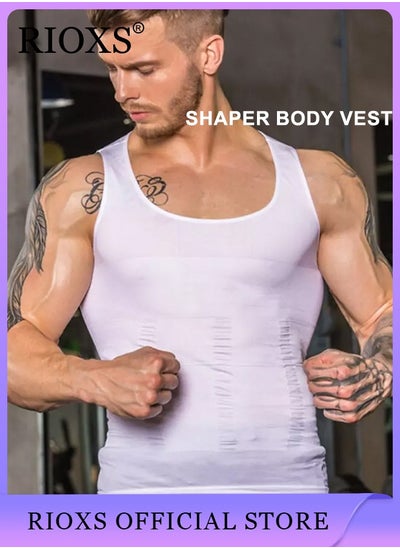 Buy Men's Slimming Body Shaper Vest Sports Shaping Tank Top Abdominal Slim Fit Breathable Tight Vest in UAE