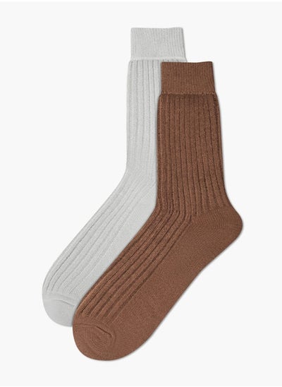 Buy Ribbed Crew Length Socks - Set of 2 in Saudi Arabia