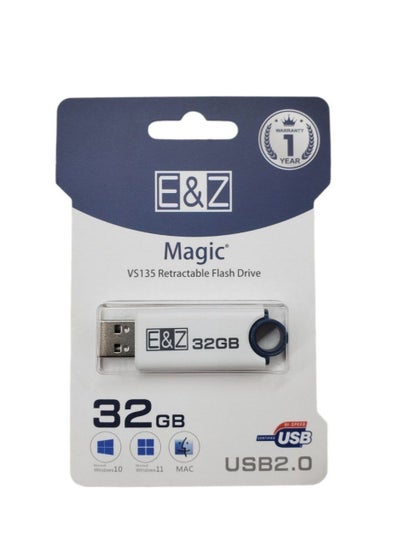 اشتري E&Z Magic VS135 Retractable Flash Drive 32GB - White/BLUE في الامارات