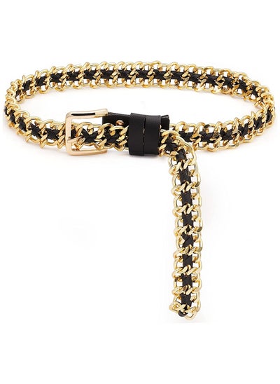 Buy Metal Leather Chain Belts Punk Style Waist Belt for Women Dress Jeans in Saudi Arabia