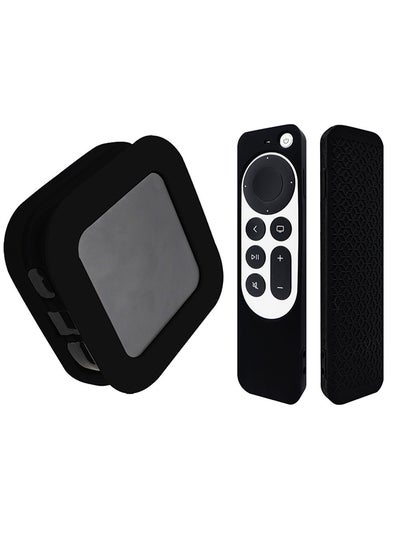 Buy Silicone Case for 2022 Apple TV 4K Wi-Fi TV Box Remote Cover, Foldable Soft Silicone Remote Sleeves with TV Box Case Skin -Black in UAE