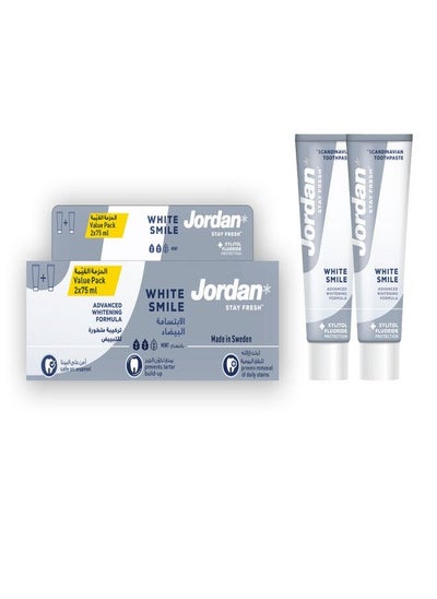 Buy Jordan White Smile Toothpaste Value Pack 2 X 75ml in UAE