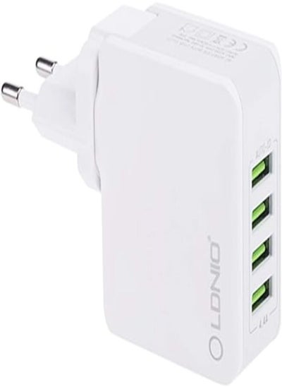 Buy LDNIO A4403 Fast Wall Charger 22W With 4 USB Port AUTO-ID Charger 4.4A, Compatible With All Devices - White in Egypt