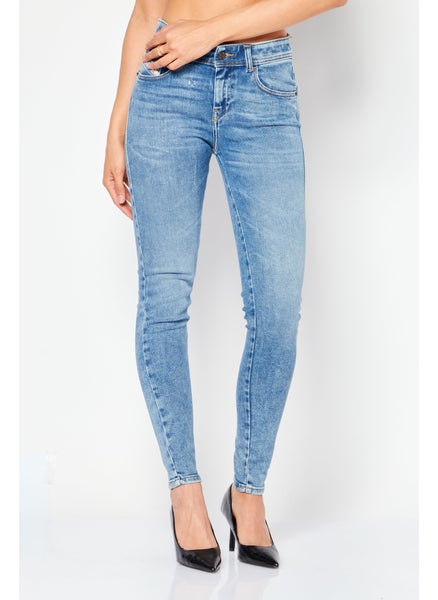 Buy Women Super Skinny Fit Washed Stretchable Jeans, Blue in UAE