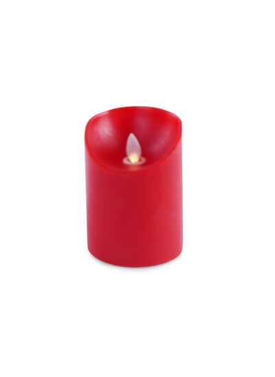 Buy Rudolph LED Candle with Timer 7.5x12.5cm - Red in UAE