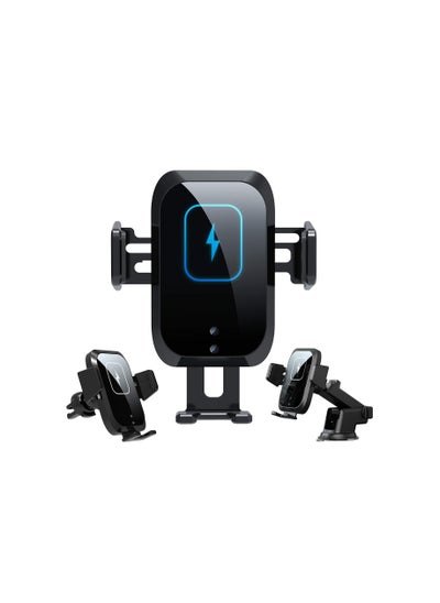 Buy Wireless Car Charger Qi 15W Fast in Car Auto-Clamping Car Air Vent Phone Holder Mount for iPhone 11 12 13 14 Pro Max X XS Plus S20 S21 in UAE