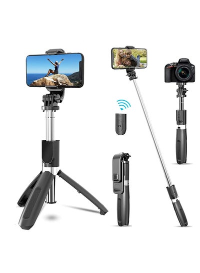 Buy TyCom Selfie Stick, 3 in 1 Extendable Selfie Stick Tripod with Detachable Bluetooth Wireless Remote Phone Holder for iPhone 12/Xs/iPhone 8/iPhone 11/11pro, Galaxy S10/S9 Plus/S8/Note8, LG (L02, Black) in UAE