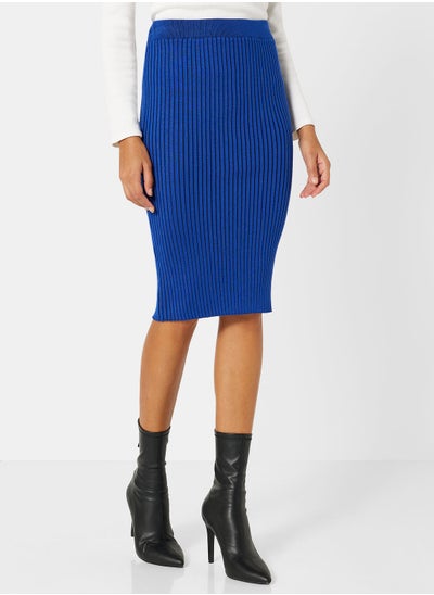 Buy Ribbed Bodycon Midi Skirt in UAE