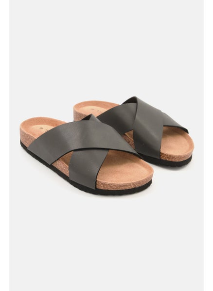 Buy Men Slip On Cork Sandals, Dark Grey in Saudi Arabia