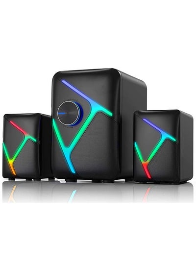 Buy 2.1 Computer Speakers for Desktop with Subwoofer, Dynamic RGB PC Speakers with 11W Stereo Sound, USB Powered Multimedia Speaker System with 3.5mm AUX-in for Laptop, Tablet, Monitor, Phone in Saudi Arabia