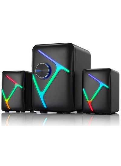 Buy 2.1 Computer Speakers for Desktop with Subwoofer, Dynamic RGB PC Speakers with 11W Stereo Sound, USB Powered Multimedia Speaker System with 3.5mm AUX-in for Laptop, Tablet, Monitor, Phone in Saudi Arabia