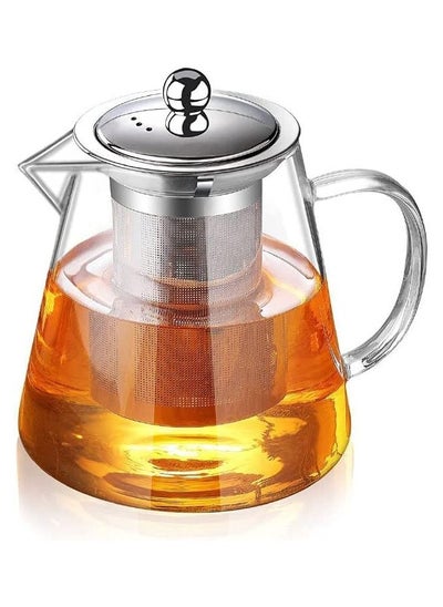 Buy 950ml Glass Tea Pot, Borosilicate Glass Teapot, Loose Leaf Tea Kettle, Borosilicate Glass Heat Resistant Clear Leaf Teapot with Infuser Strainer for Microwavable and Stovetop Safe in UAE