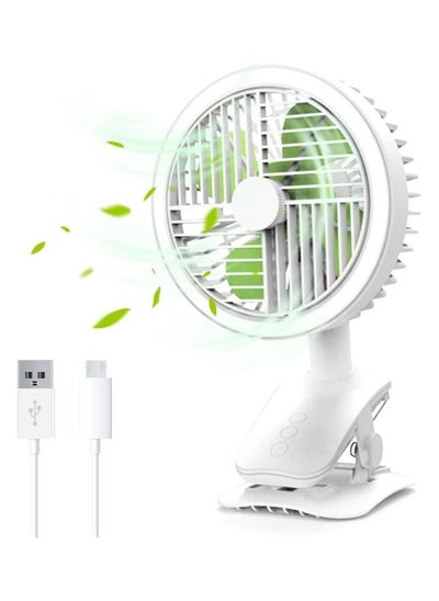 Buy Fan Clip Rechargeable Battery Powered Portable Small Mini Fan with LED Light, 2000mAh Long Lasting Handheld Electric Fan for Baby, Travel, Indoor, Car Seat in UAE