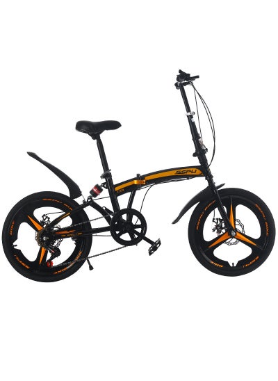 Buy 20-Inch High-Carbon Steel Speed Folding Bicycle, Portable Riding Adult Student Mountain Bike, Shock-Absorbing Integrated Wheel Bicycle in Saudi Arabia