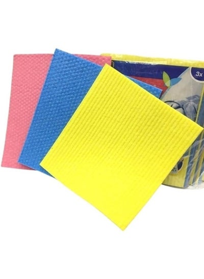 Buy 3 pieces of wet sponge cloth in assorted colors in Egypt