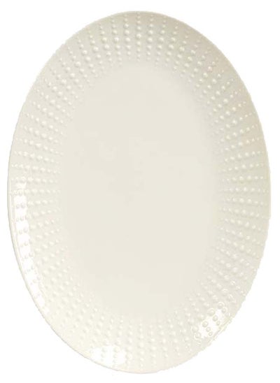 اشتري Drops Porcelain Oval Tray, White - 32x23 cm في الامارات