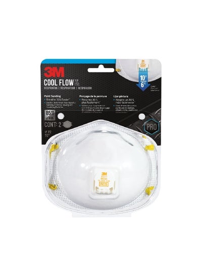 Buy 2-Piece Cool Flow P2 Respirator Mask White 3.4 x 6.4 x 8.5 Inch 8511PA1-2A-PS in Saudi Arabia