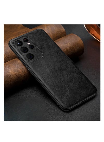 Buy For Galaxy S24 Ultra Case Leather, Luxury Business Retro Premium PU Leather Phone Case, Shockproof Bumper Full Body Protective Cover Phone Cases for Samsung Galaxy S24 Ultra 5G 2024 - Black in UAE