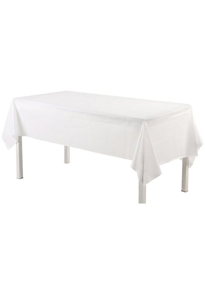 Buy Disposable Table Cloth , 137 x 274cm Table Cloths for Parties, Decorative Tablecloths for Rectangle Tables, White Plastic Table Cover, Leakproof and Sturdy in Saudi Arabia