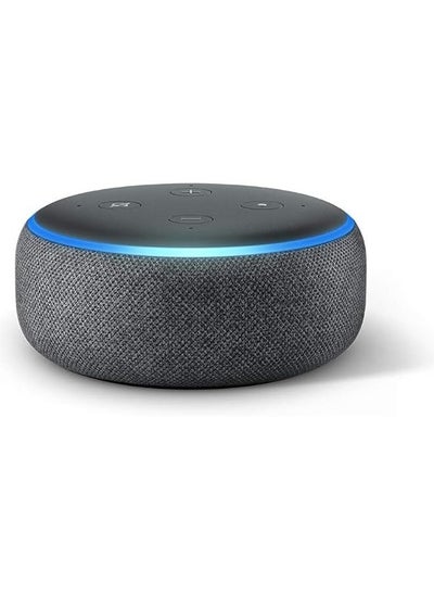 Buy Echo Dot (الجيل الثالث) | سماعة ذكية بالبلوتوث مع أليكسا | استخدم صوتك للتحكم بالأجهزة المنزلية الذكية، وتشغيل الموسيقى أو تلاوة القرآن، وغيرها المزيد (متوفر الآن باللهجة الخليجية) | رمادي غامق in Egypt