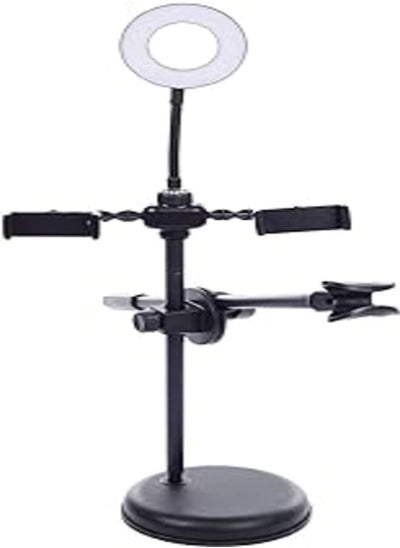 Buy Live Stream 360 Degree Rotated + LED Ring Light 9 cm With Mobile Phone Holder, Microphone Holder And Stand in Egypt