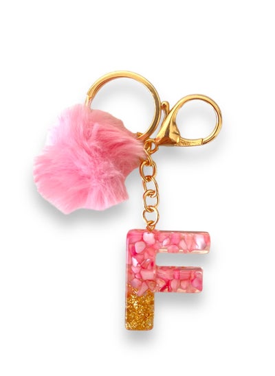 اشتري Ring and Letter Keychain For Letter F,   Keychain Pendant for Purse Handbags Women Girls Letter  And Nice As a Gift في الامارات