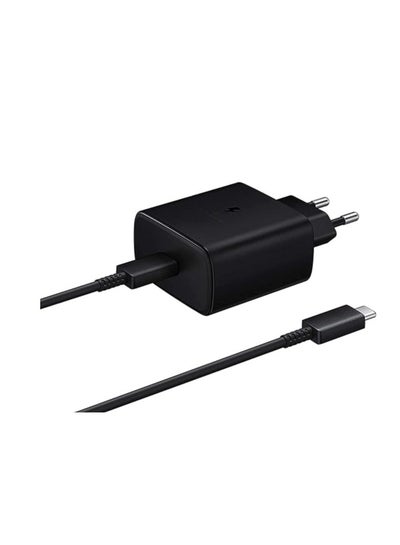 Buy Super Fast Charger 25W 2 Pin 5V-3A Or 9V-2.77A Or 5.9V-3A Or 11V-2.25A For Note10Plus / Note10 / S10 Plus / S10 - Black With cable Type-C To Type-C ( cable incuded ) in Egypt