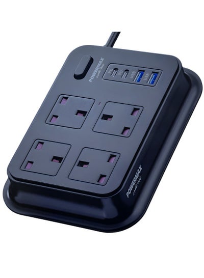 Power Strip, Multifunctional Power Socket, Black 4-Port, 2 USB Ports, 2 ...