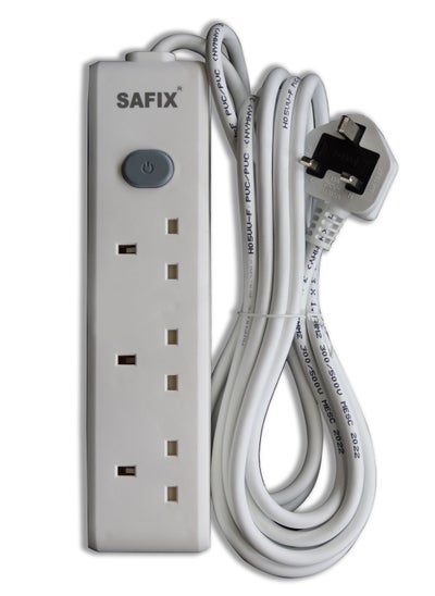 Buy 5 Yard Power Extension Cord, Multi plug with 3 Power Sockets and On Off Switch White, Saudi Made in Saudi Arabia