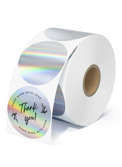 Buy Holographic Round Thermal Label Stickers Circle 2 Inch Printable Rainbow Thermal Printer Labels Stickers Self-Adhesive Name Price Tag DIY Custom Logo Design(1 Rolls 400 labels) in Saudi Arabia