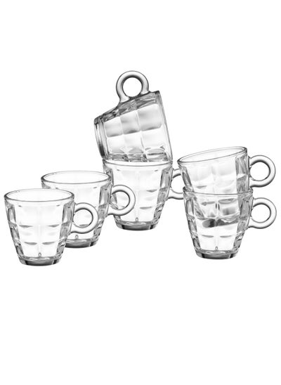 Buy Saudi espresso and coffee cups set, multi-use, 6 pieces, made of clear glass in Saudi Arabia