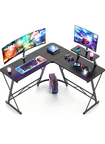 Buy L-Shaped Desk Computer Corner Table Home Gaming Desk Office Writing Workstation with Large Monitor Stand Space-Saving Easy to Assemble in Saudi Arabia