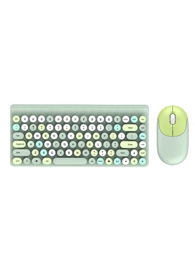 Buy Wireless Keyboard and Mouse Set 2.4ghz , Cute Round Power Saving Wireless USB Keyboard Set, Ultra Thin for Home Laptop and Desktop Computer / Mac / Smart TV, 2*AA Battery Used - green in Egypt