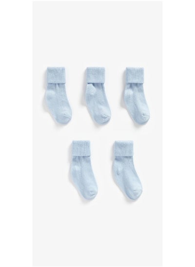 Buy Blue Turn Over Top Baby Socks 5 Pack in UAE