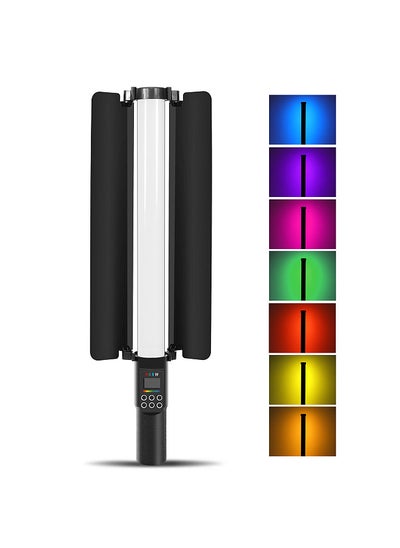 Buy Handheld RGB Light Tube LED Video Light Wand with Barndoor 3000K-6500K Dimmable 18 Lighting Effects Built-in Battery for Vlog Live Streaming Product Portrait Photography in UAE