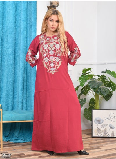 Buy Embroidered galabiya made of comfortable and soft material on the skin. Delicately decorated with distinctive texture. Multiple sizes to suit many different tastes and categories. in Saudi Arabia