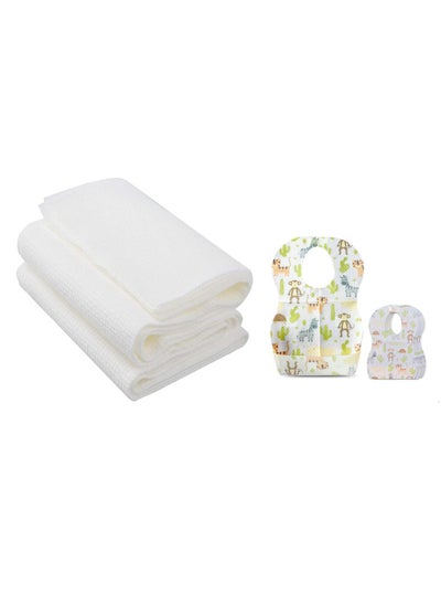 Buy Combo Pack Disposable Bibs Pack Of 20 With Disposable Towel Pack Of 3 Animal in UAE