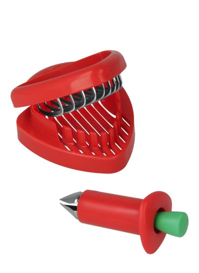 Buy Mrs Berry Strawberry Huller and Slice Cutter With Stainless Steel Blade Set Red in Saudi Arabia