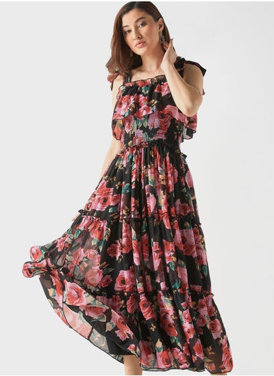 Buy Floral Print Ruffle Dress in UAE