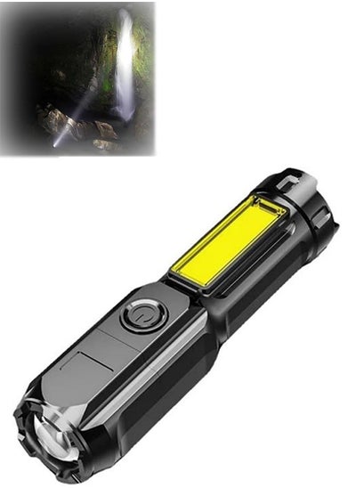 اشتري LED Rechargeable Flashlight Mini Handheld Zoomable Flashlight High Lumen Camping Light with 3 Light Modes for Emergency and Home Use في السعودية