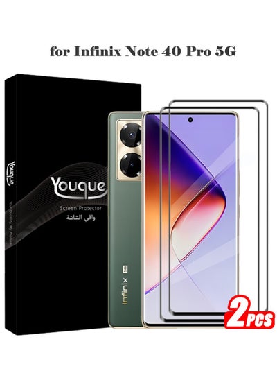 Buy 2 Pieces Full Cover Tempered Glass for  Infinix Note 40 Pro 5G Screen Protector in Saudi Arabia