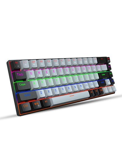Buy V800 Wired Mechanical Keyboard 68 Keys RGB Gaming Keyboard with Detachable Type-C Cable ABS Keycap Grey(Red Switches) in Saudi Arabia