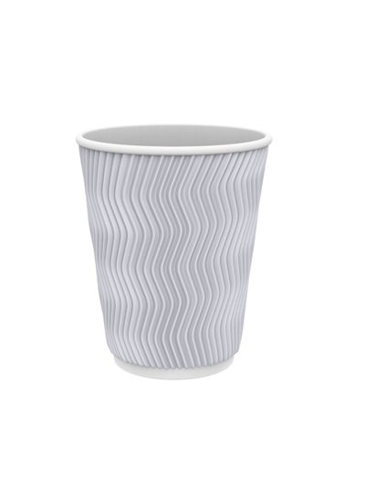 Buy 50-Piece White Rippled Paper Cups 12 OZ in UAE