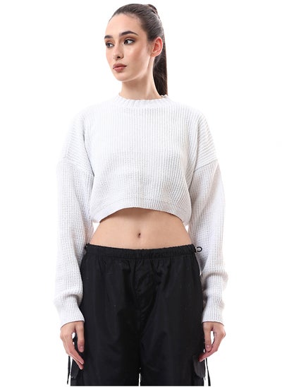 اشتري White Chunky Knit Slip On Cropped Pullover في مصر