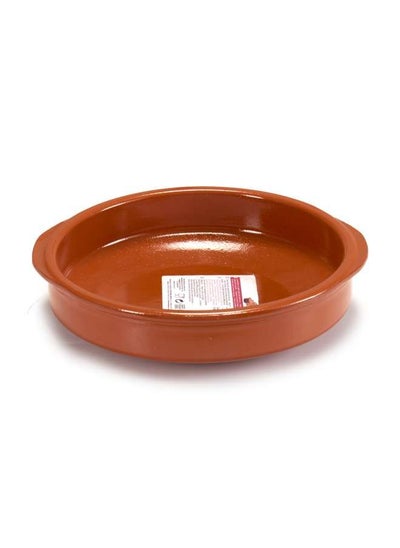 اشتري Brown Terracotta Round Deep Plate With Handle 24 cm, Sapin في الامارات