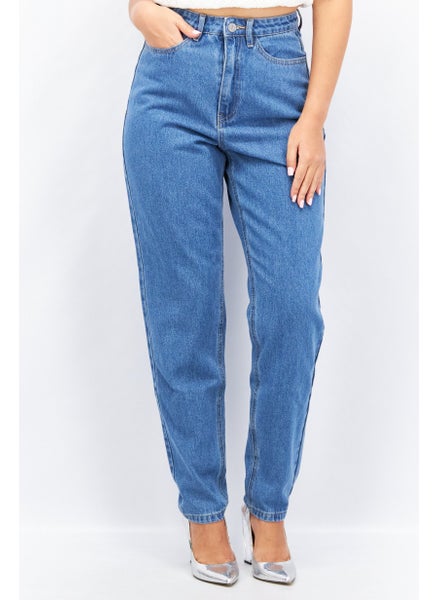 Buy Women Regular Fit High Rise Denim Jeans, Blue in UAE